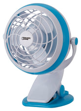 PowerZone QT-U409-D Desk and Clip-On Fan, 5 VDC, 4 in Dia Blade, 3-Blade, 1-Speed, 48 in L Cord